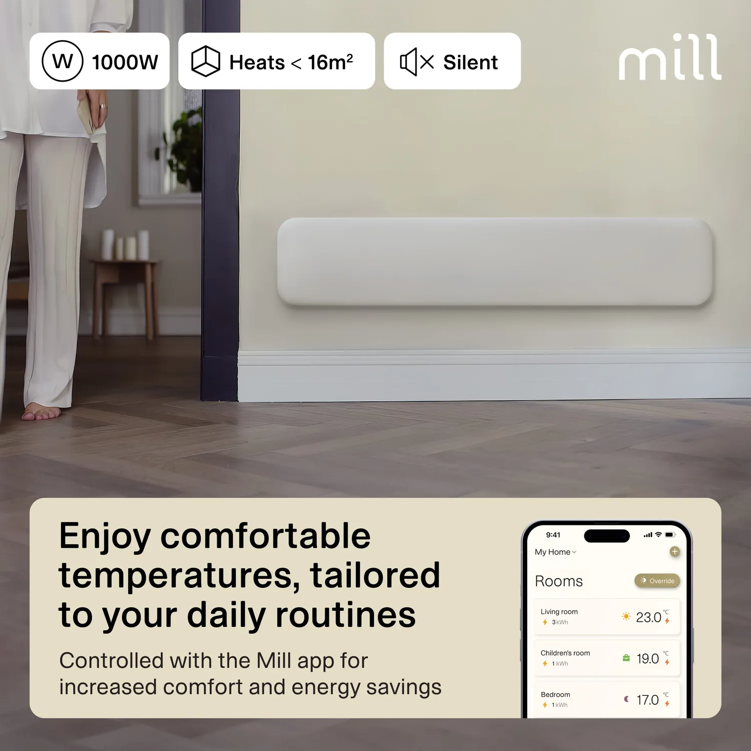 Mill Invisible Gen 4 convecteur WiFi bas 1000W