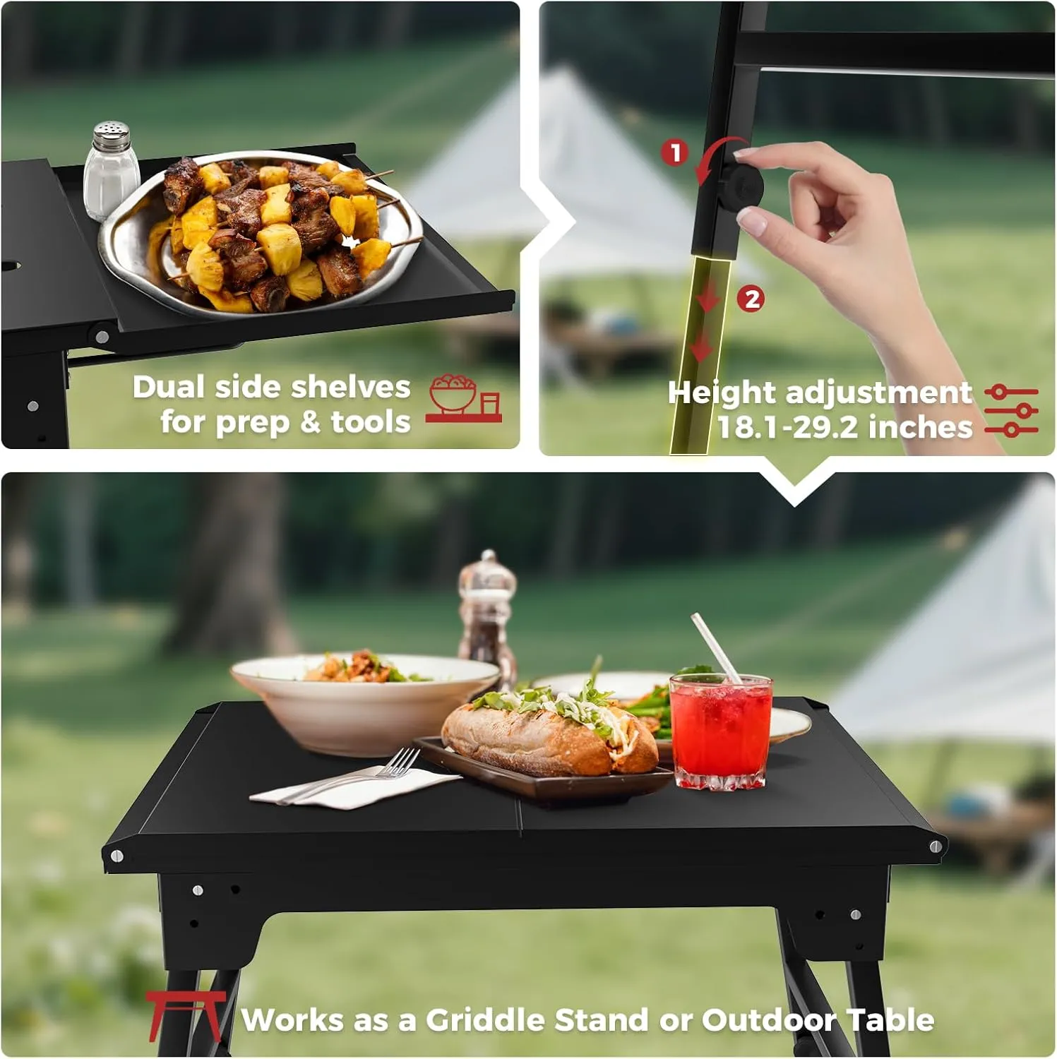 Camplux support plancha pliable 17-22 pouces réglable