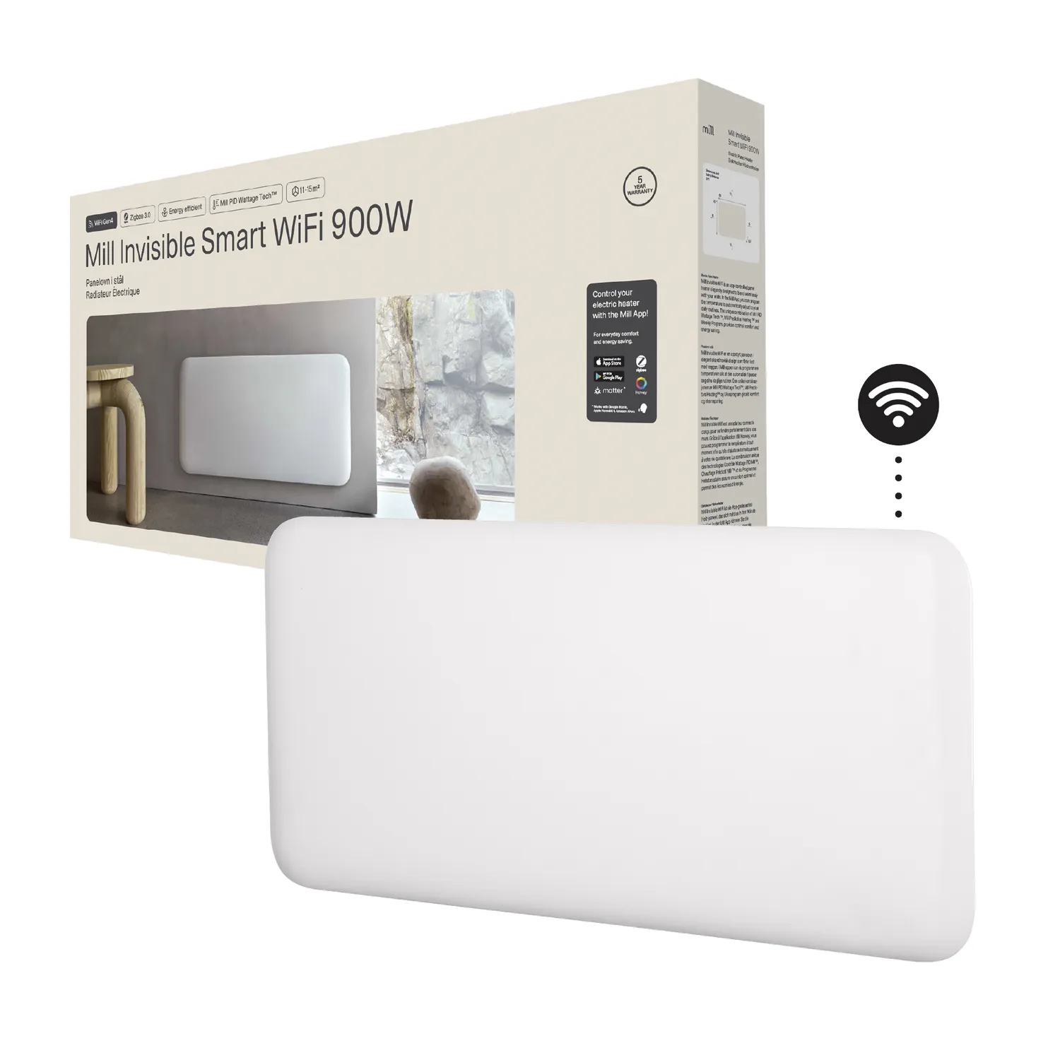 Mill Invisible Smart WiFi 900W Gen 4 radiateur connecté