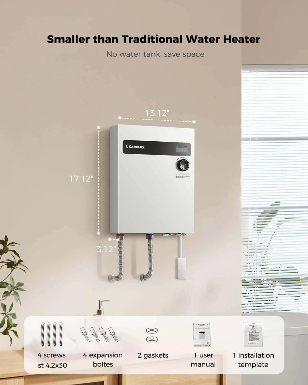 Camplux 27 kW chauffe-eau électrique instantané blanc