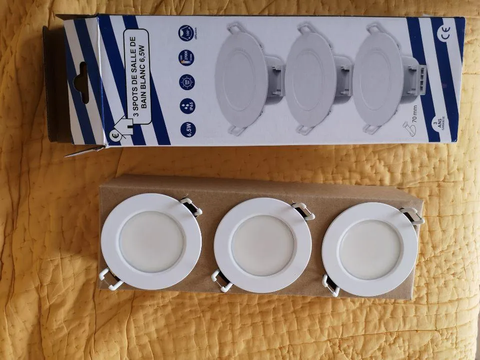 Voltman lot 3 spots encastrés salle de bain blanc IP65 LED