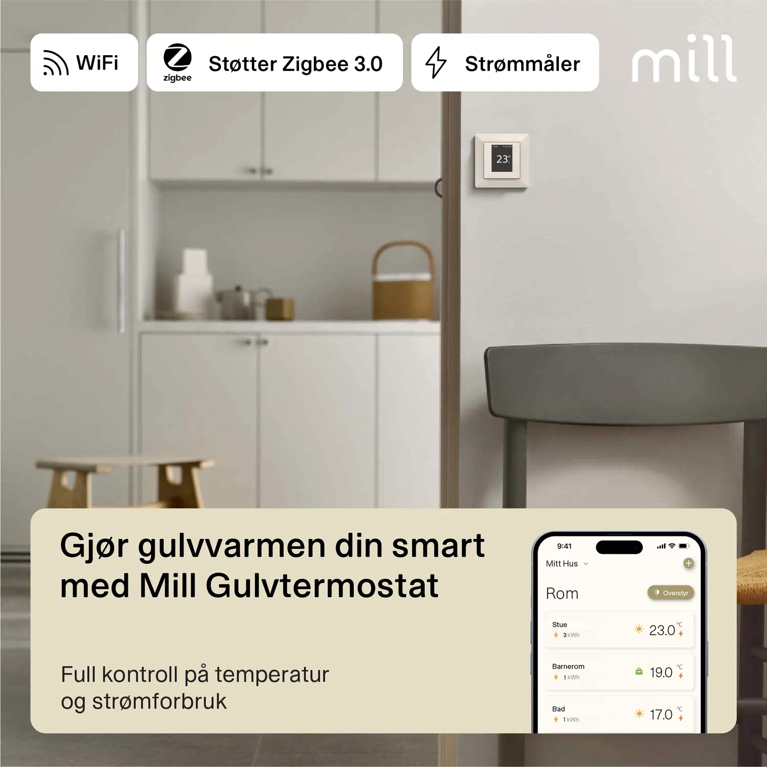 Mill thermostat sol connecté blanc polaire WiFi