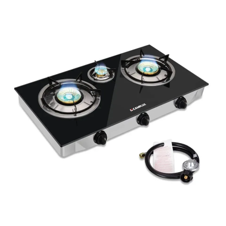 Camplux 21600 BTU réchaud gaz 3 brûleurs verre trempé