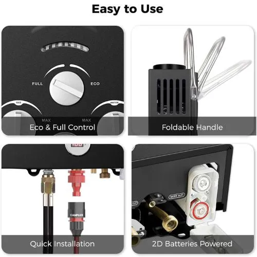 Camplux BW158BP60 chauffe-eau gaz 6L noir kit pompe 12V