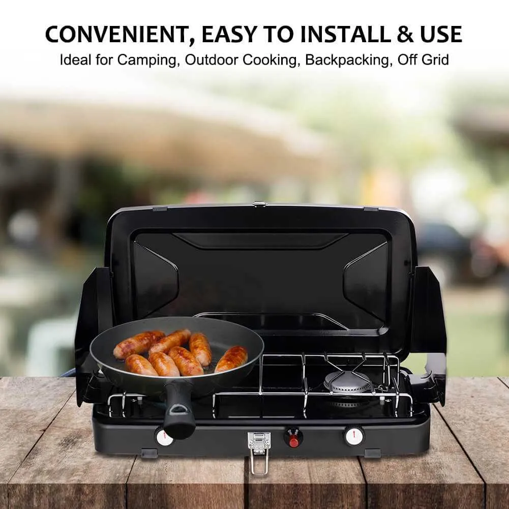 Camplux JK-8620 réchaud camping gaz 2 feux pliable