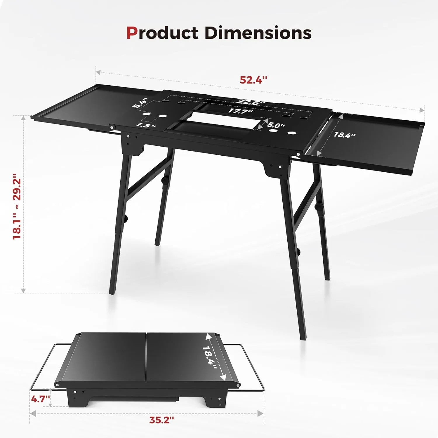 Camplux support plancha pliable 17-22 pouces réglable