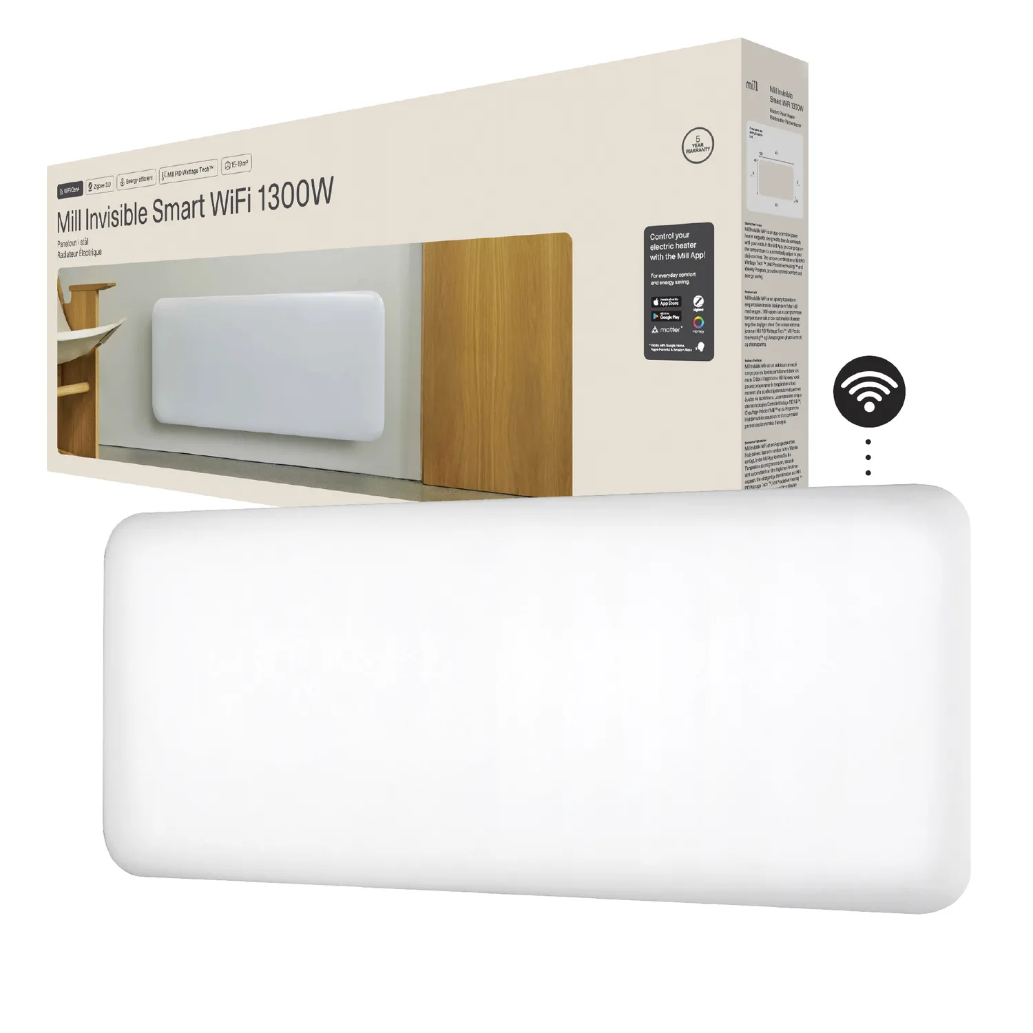 Mill Invisible Gen 4 radiateur panneau acier 1300W WiFi