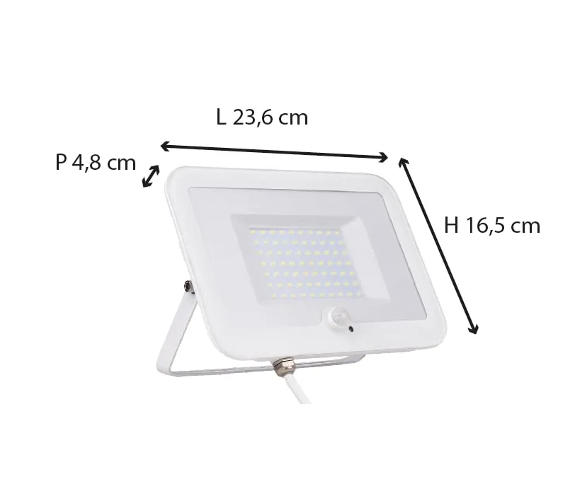 Voltman projecteur LED plat blanc 50W détecteur IP65