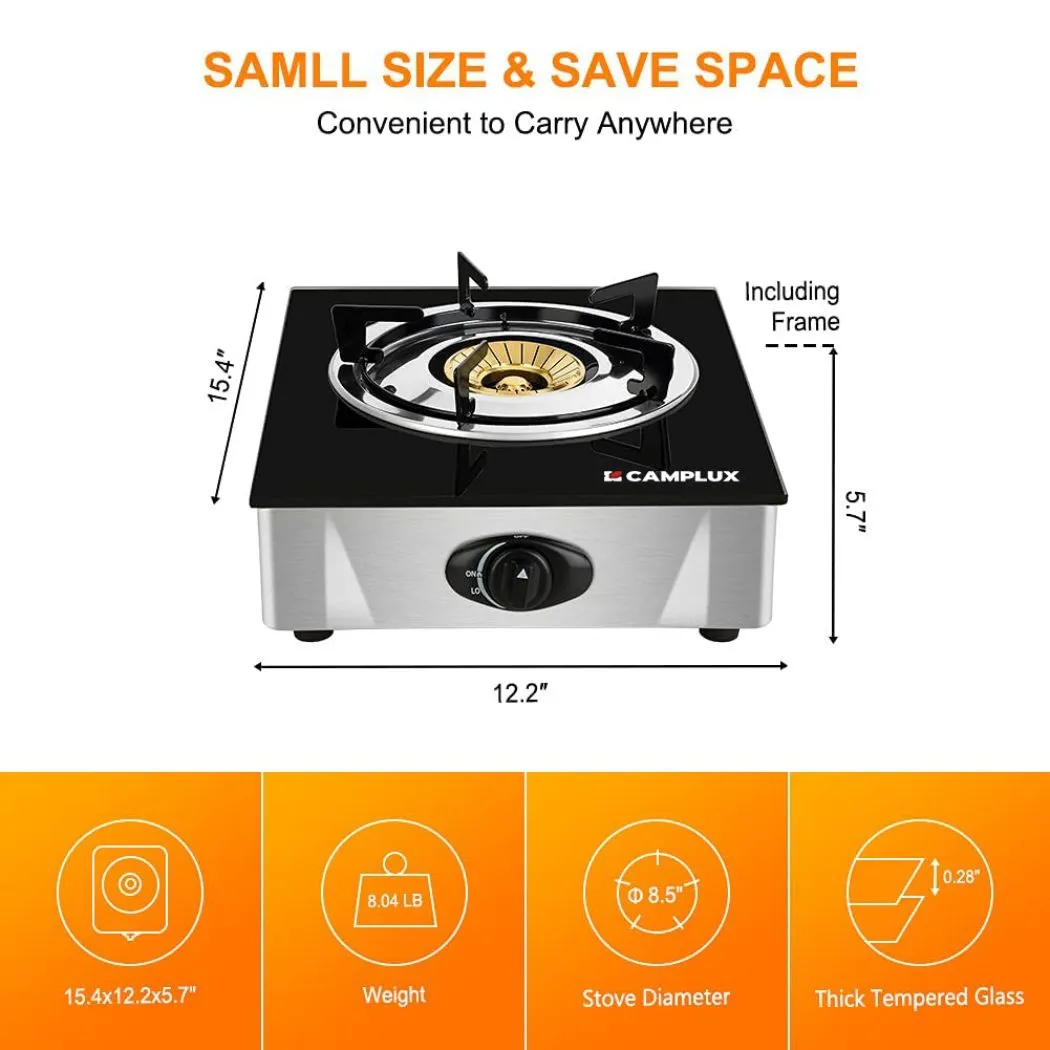Camplux 9500 BTU réchaud gaz 1 feu verre trempé propane