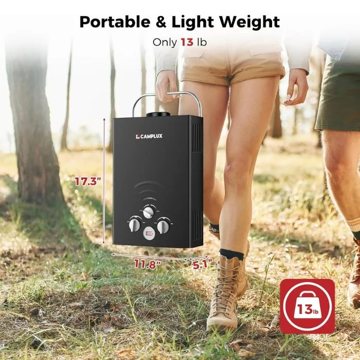 Camplux BW158B chauffe-eau gaz portable 6 L noir instantané