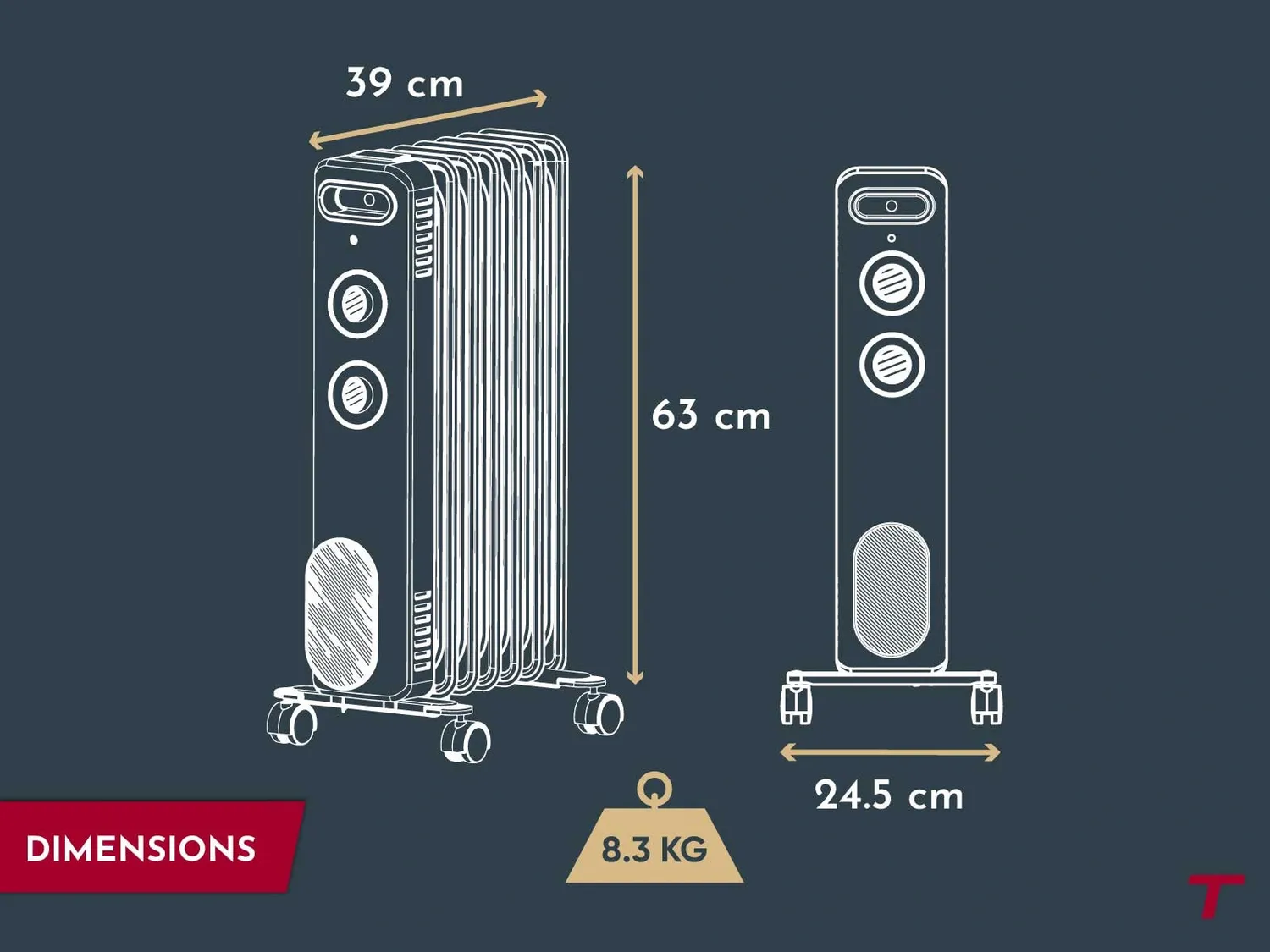 Thomson Calista radiateur bain huile mobile 2000W blanc