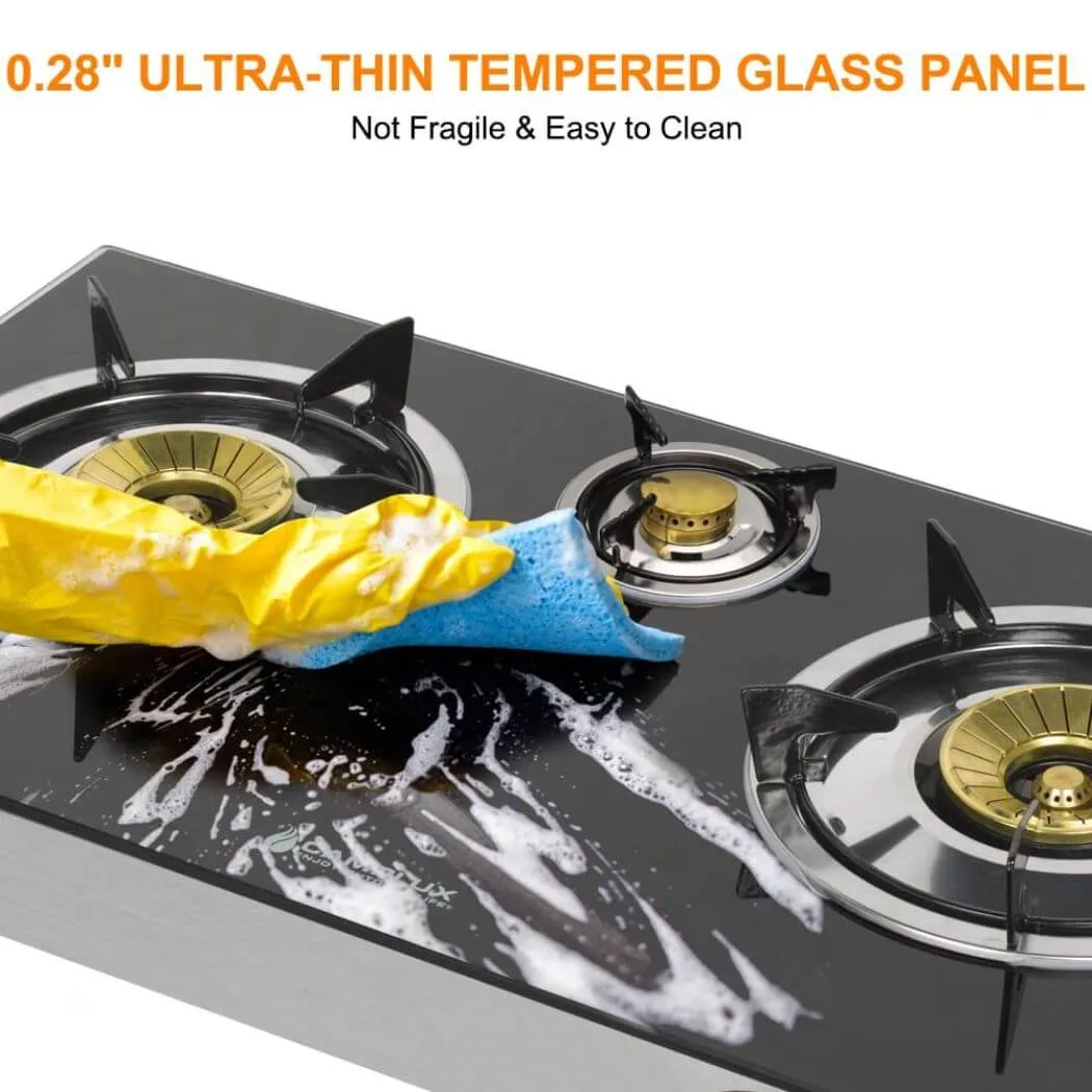 Camplux 21600 BTU réchaud gaz 3 brûleurs verre trempé