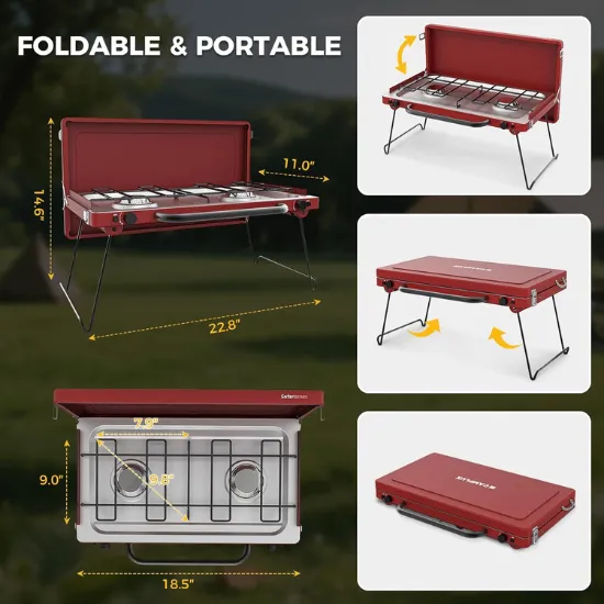 Camplux Safari Réchaud camping gaz 2 feux 20000 BTU