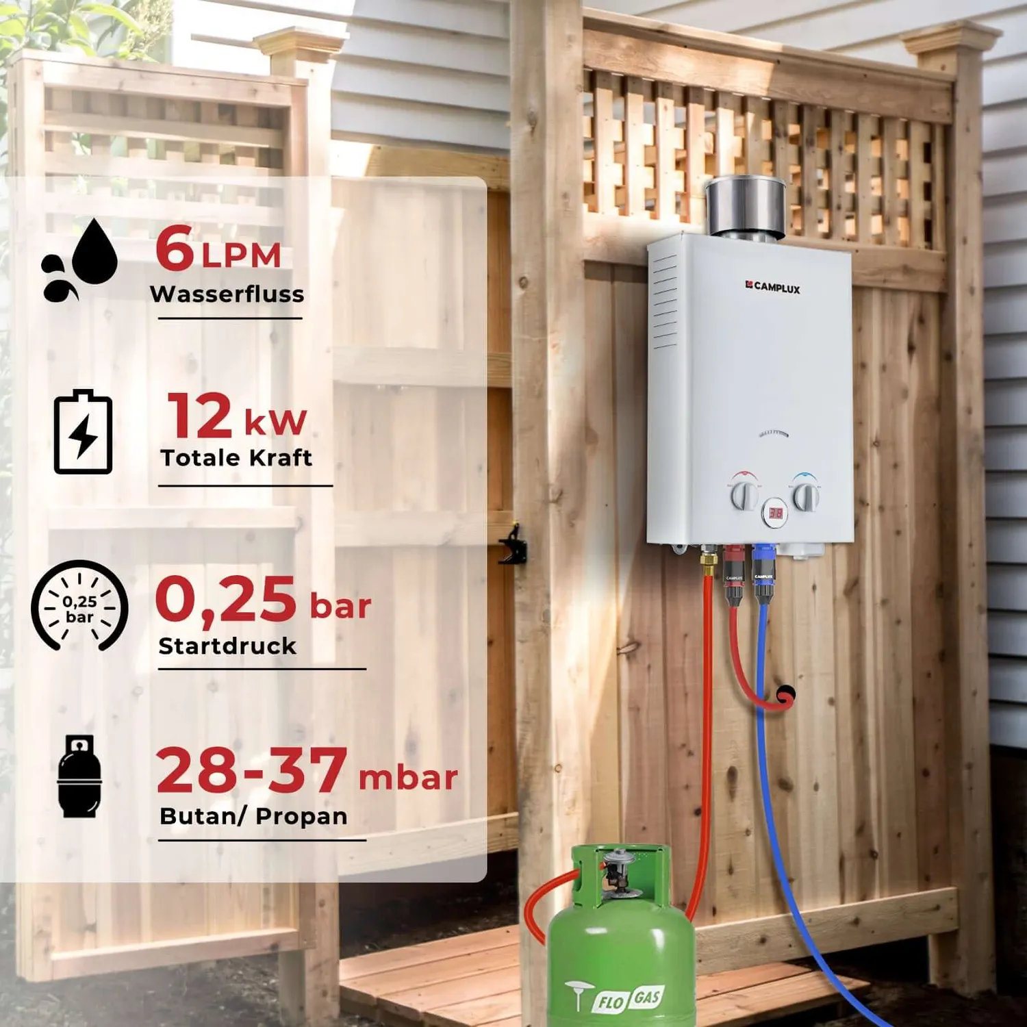 Camplux BW158C chauffe-eau gaz 6 l 50 mbar blanc