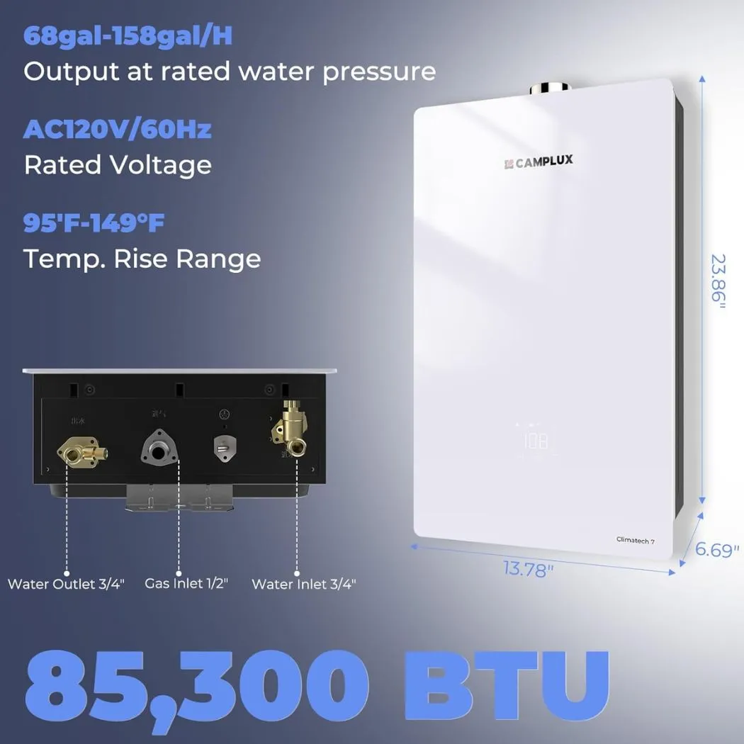 Camplux Climatech 7 chauffe-eau gaz sans réservoir 3.6 GPM blanc