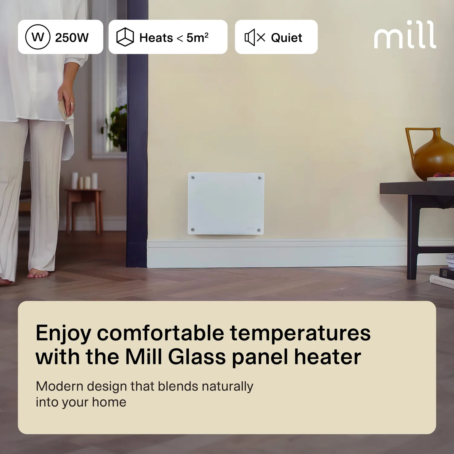 Mill Glass 250W radiateur panneau verre 250W appoint