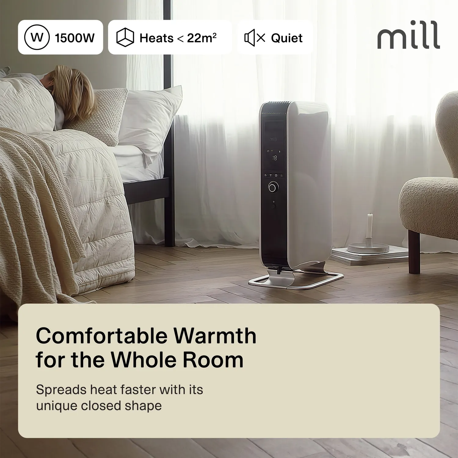 Mill Gentle Air radiateur bain d'huile 1500W silencieux