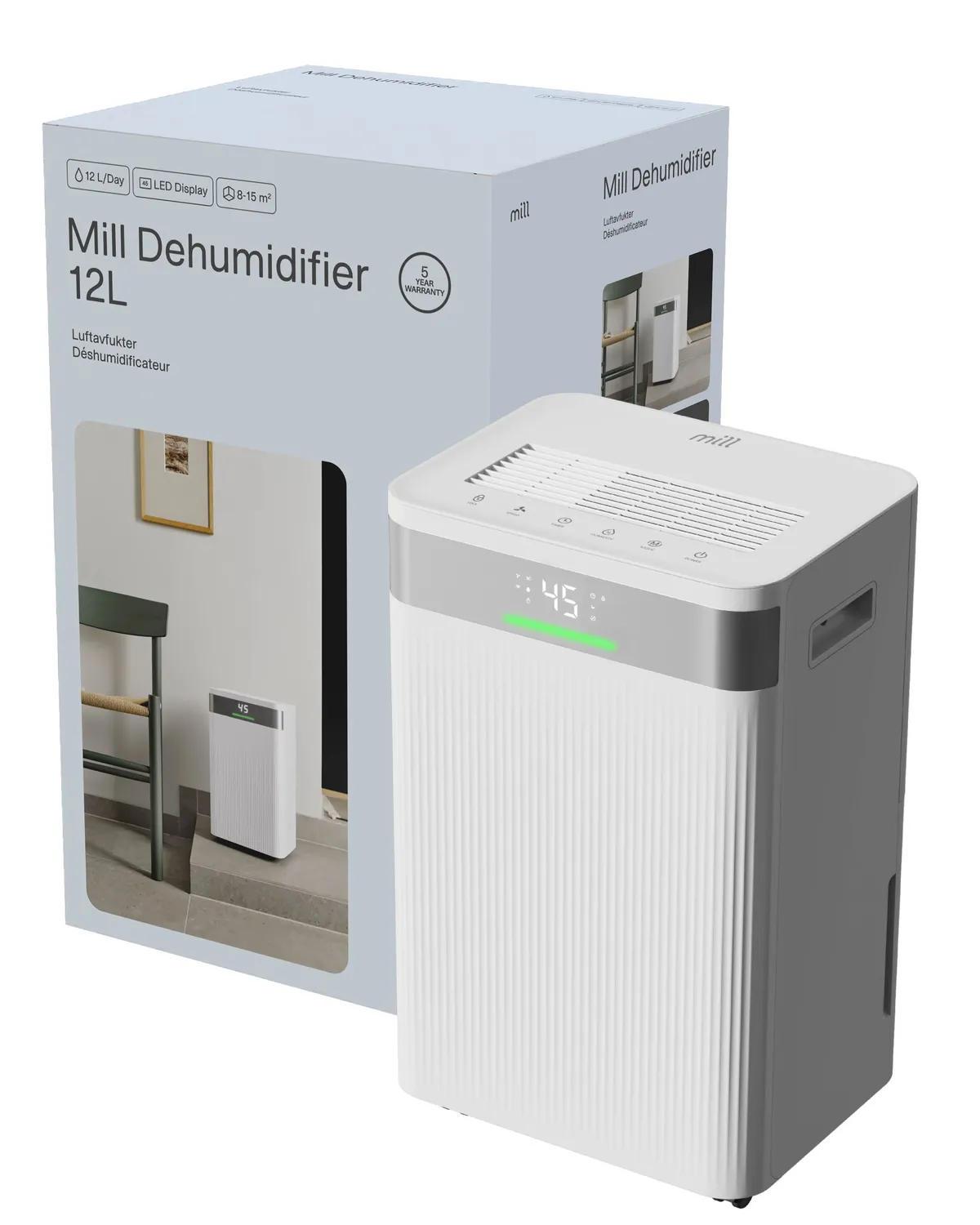 Mill déshumidificateur 12L compact silencieux