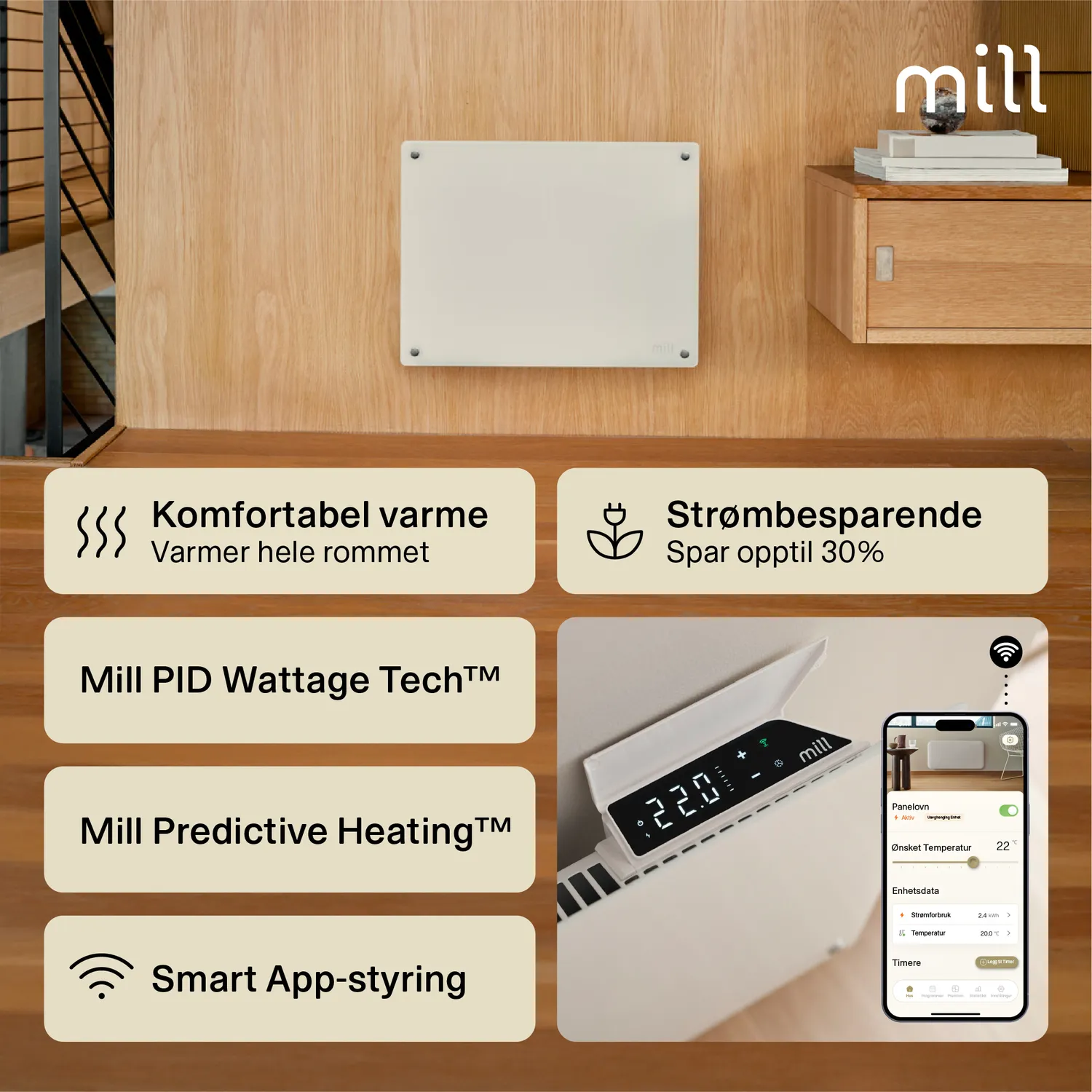 Mill Glass Gen 4 radiateur panneau verre 400W connecté