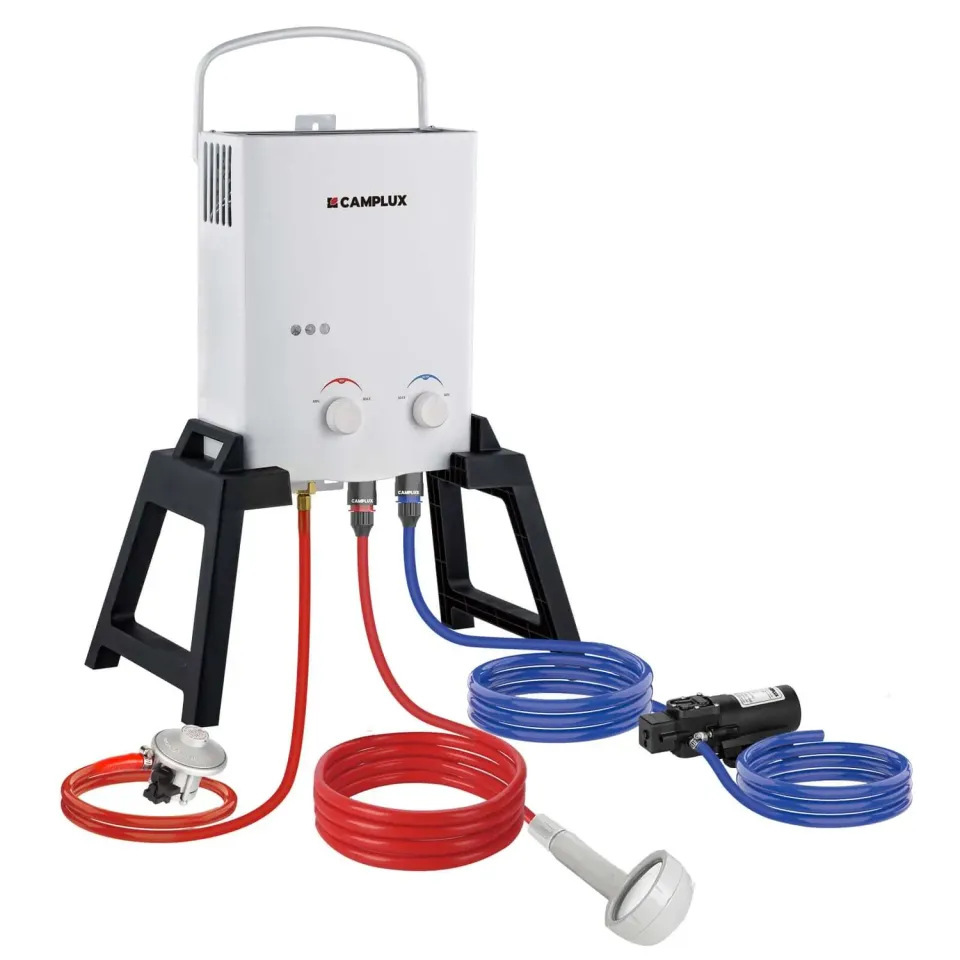 Camplux AY132MAX chauffe-eau gaz 5L sur pied + pompe
