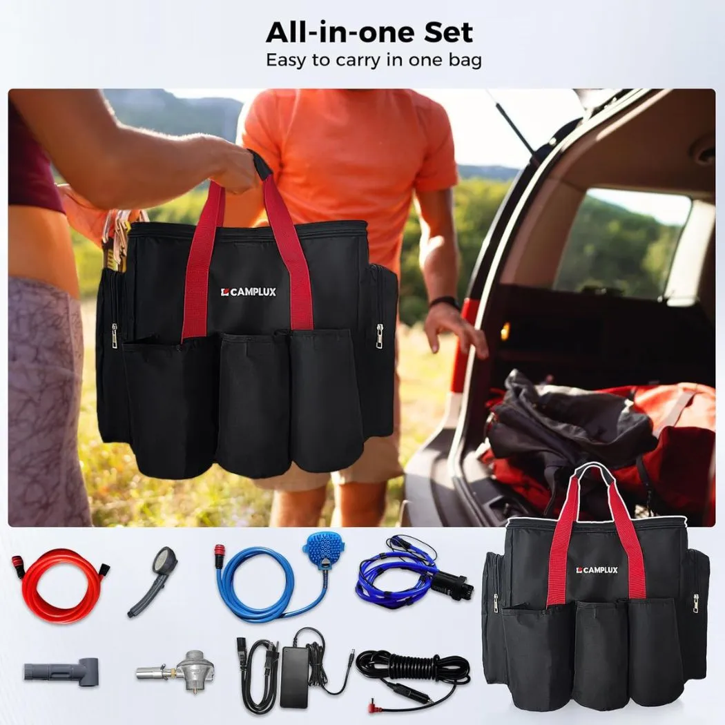 Camplux Nano 3 Max douchette chauffe-eau portable propane sac