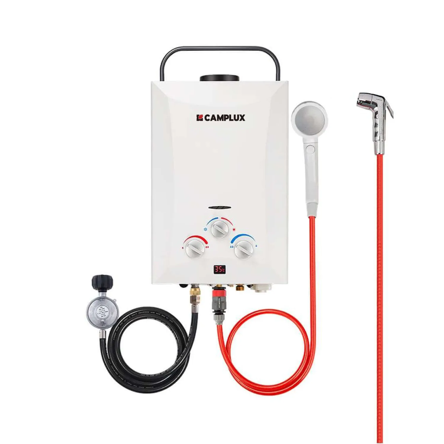 Camplux chauffe-eau gaz portable 8 L blanc douchette