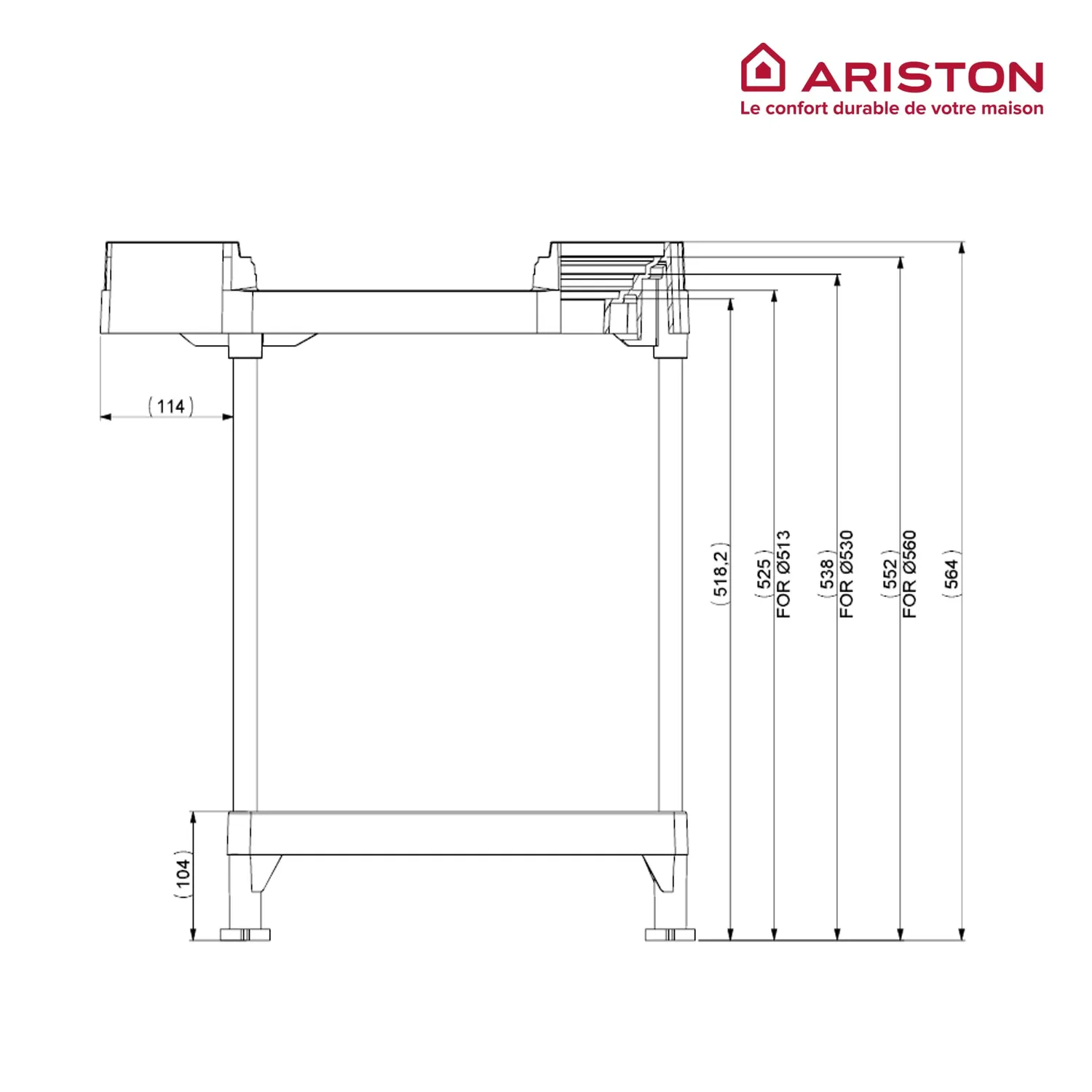Ariston Hotpoint 4090027 trépied chauffe-eau 450 kg réglable