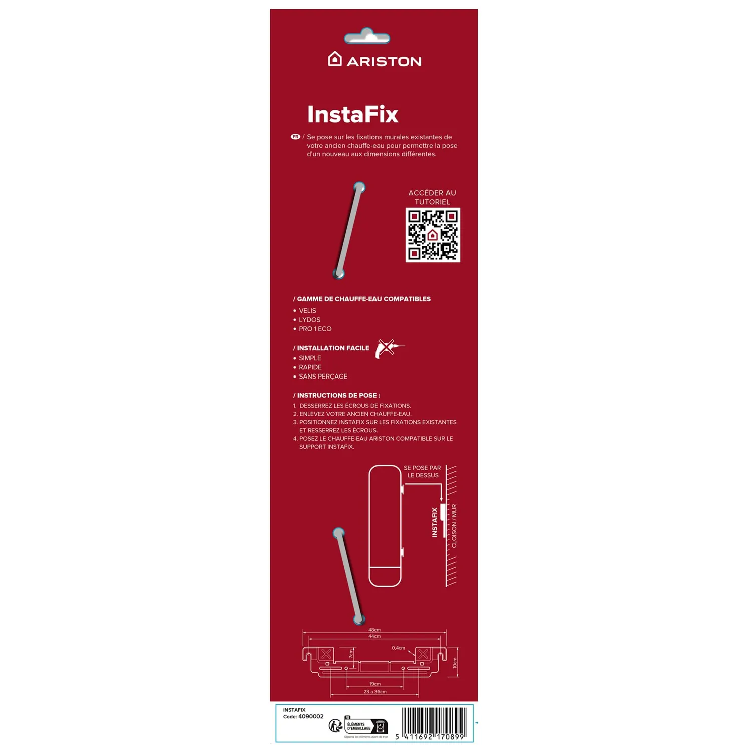 Ariston Hotpoint Instafix support mural sans perçage 50-100 L