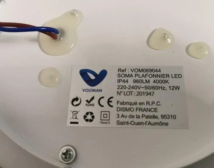 Voltman plafonnier salle de bains IP44 12W blanc 960 lm
