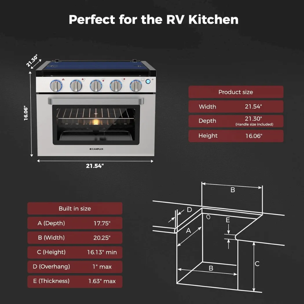 Camplux Classic cuisinière four gaz 3 feux 17 pouces