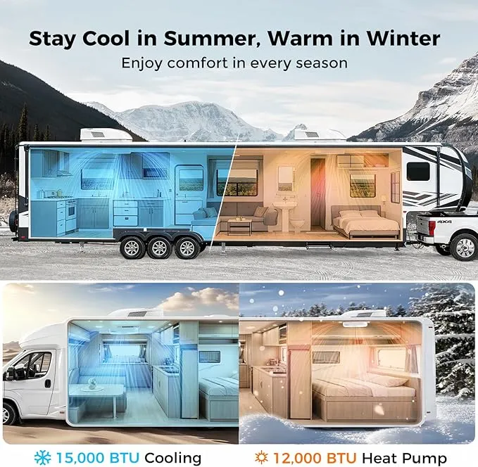 Camplux 15000 BTU climatiseur camping-car réversible télécommande R32