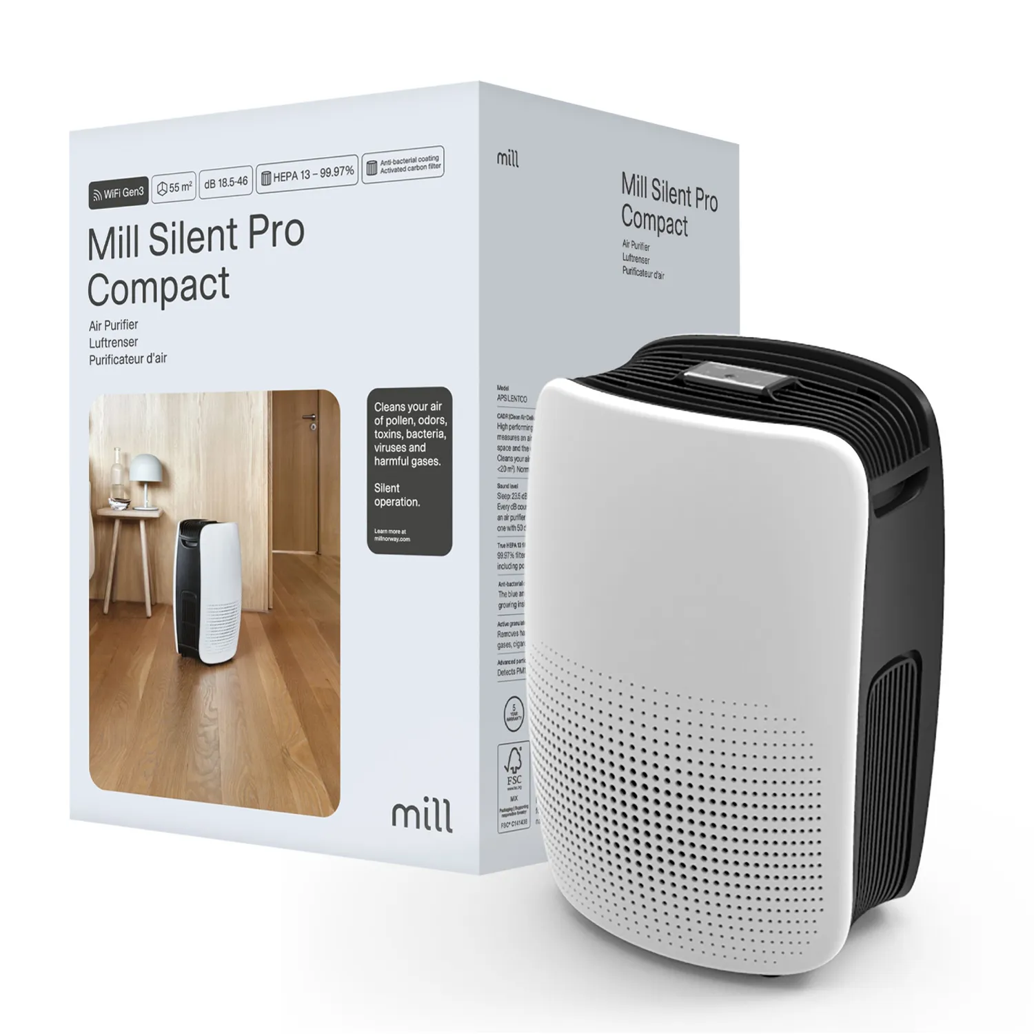 Mill Silent Pro purificateur d’air compact silencieux