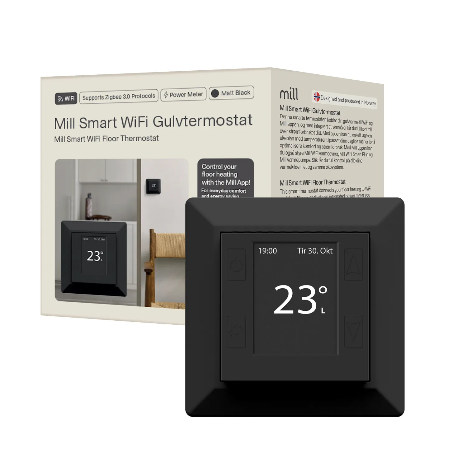 Mill Smart WiFi thermostat plancher chauffant noir