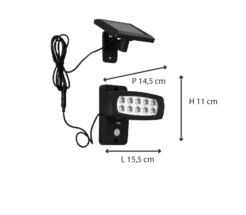 Voltman DIO065023 applique solaire détecteur noir 150 lm