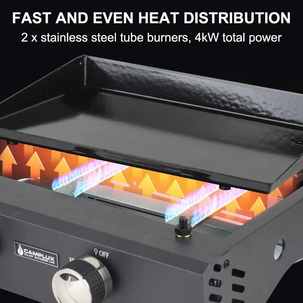Camplux GP102S grill gaz portable 2 brûleurs 1700 cm² plancha