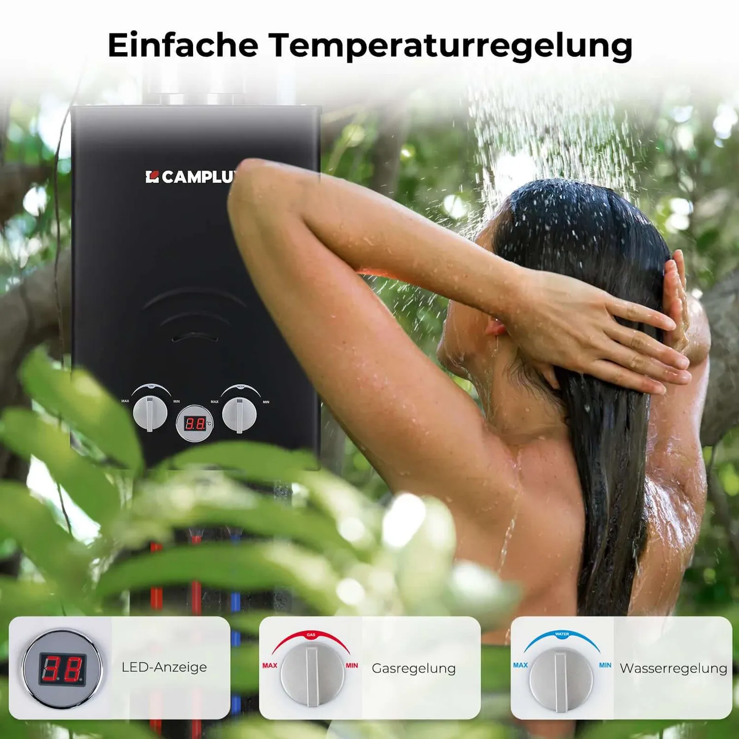 Camplux BW158C chauffe-eau gaz portable 6L 50 mbar classe A+