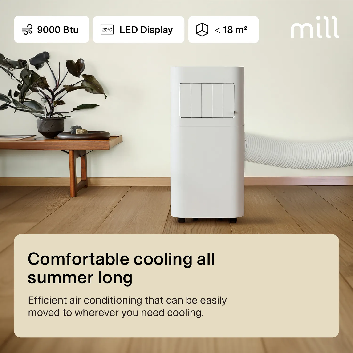 Mill 9000 Btu climatiseur mobile réversible froid