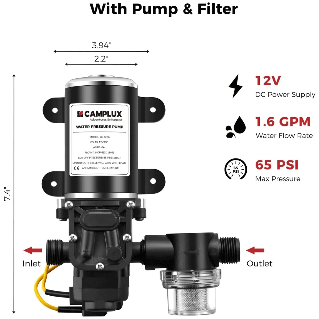 Camplux BW158P60 chauffe-eau portable 6L propane avec pompe