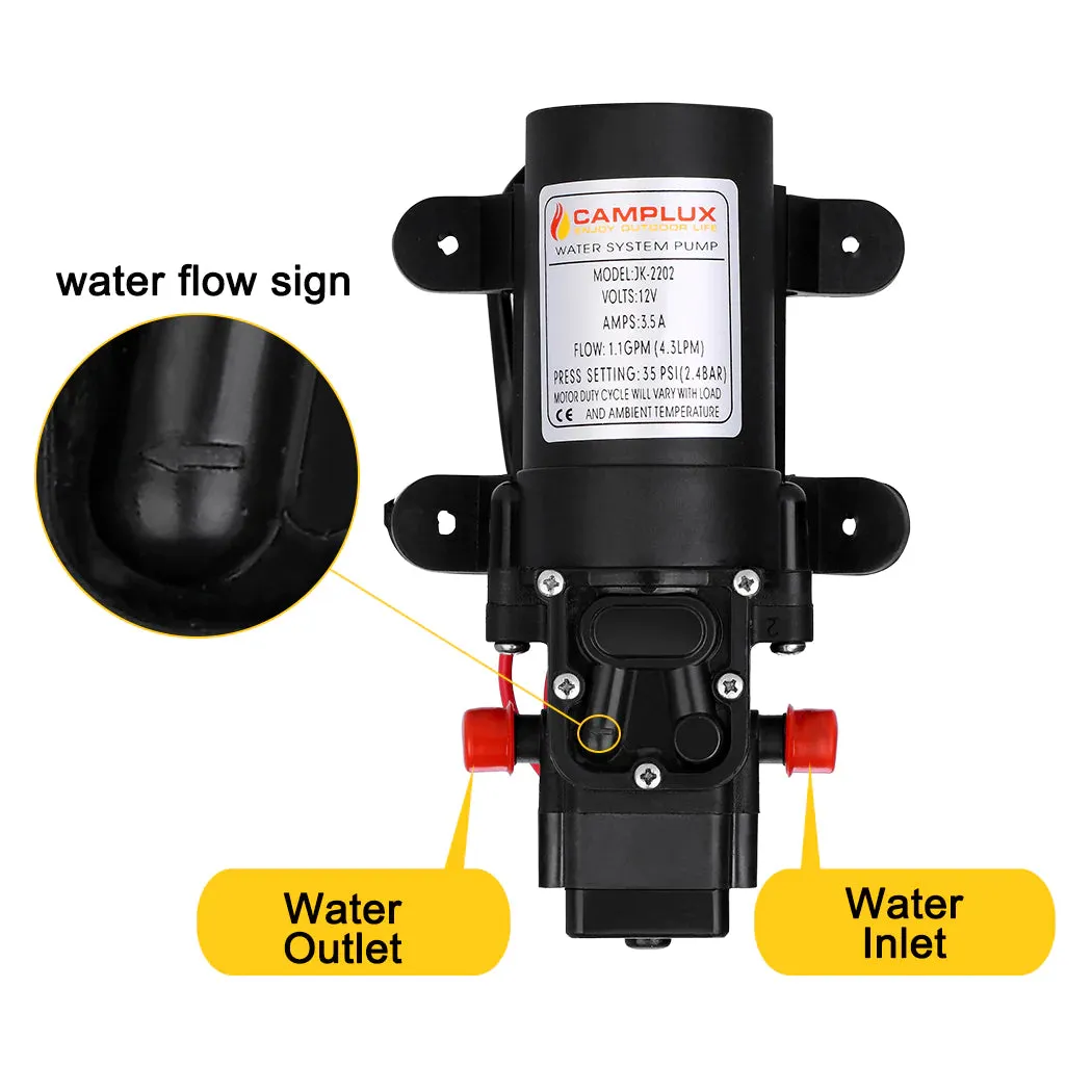 Camplux 8L chauffe-eau gaz portable avec pompe 4,3L poignée