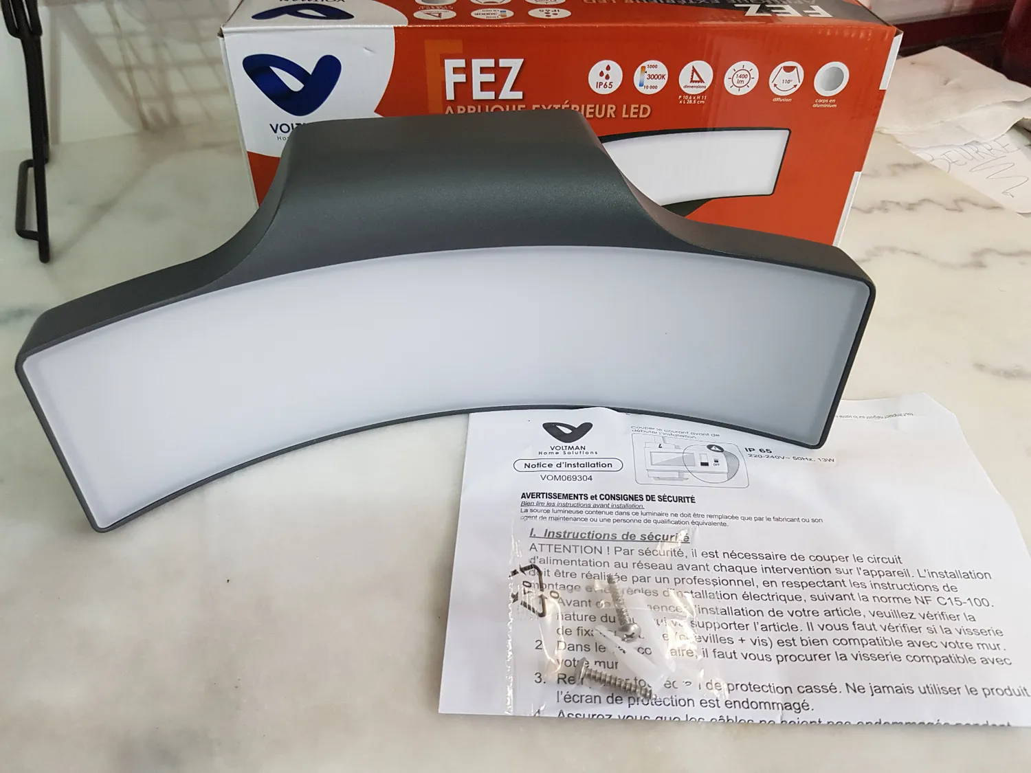 Voltman applique murale extérieure 13W sans détecteur