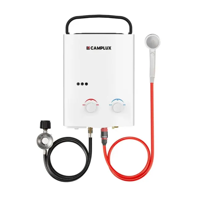 Camplux AY132 chauffe-eau portable propane 5 L blanc