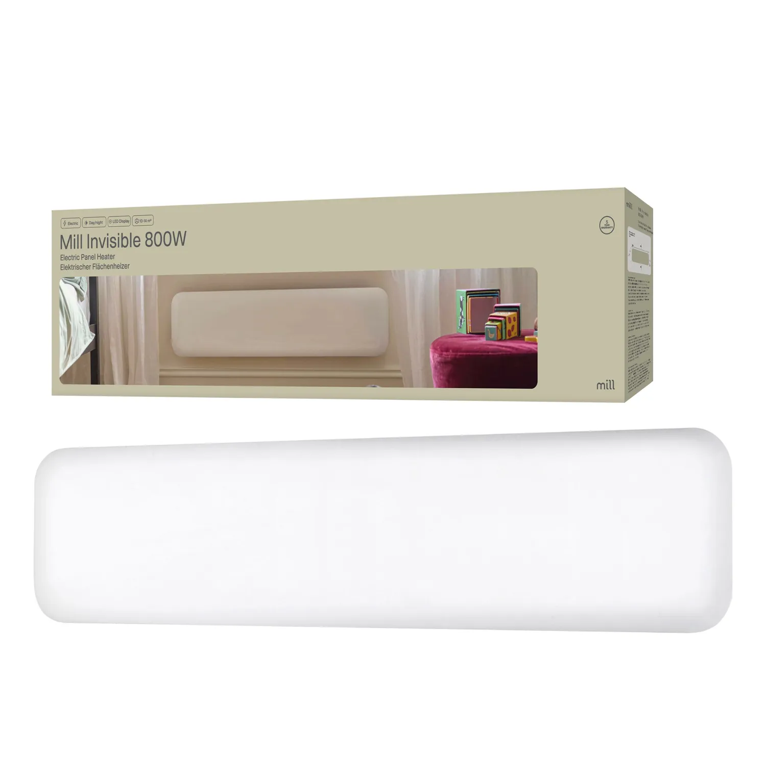 Mill Invisible Low radiateur panneau bas 800W mural