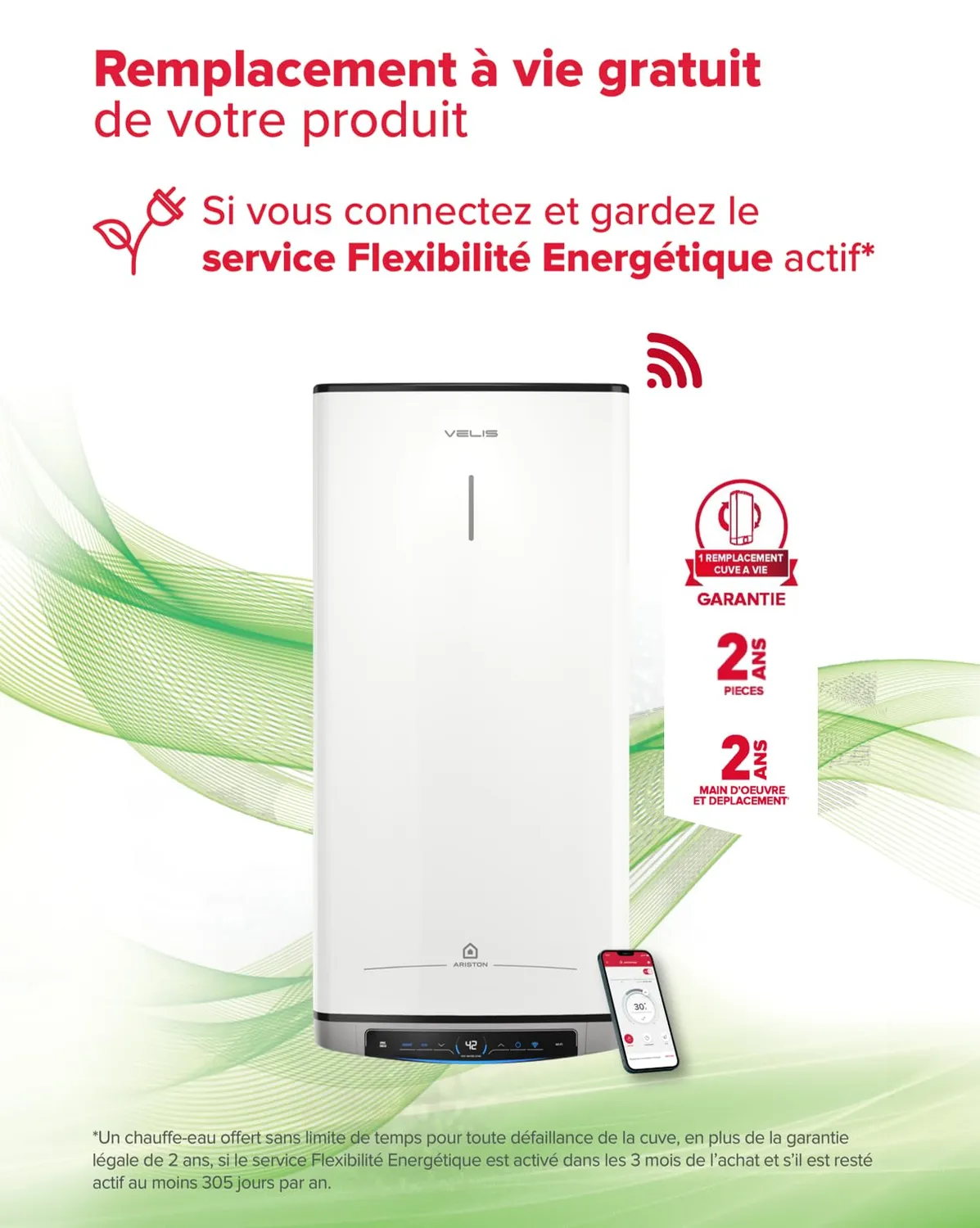 Ariston Hotpoint Velis Evo Dune Dry WiFi chauffe-eau 45L plat
