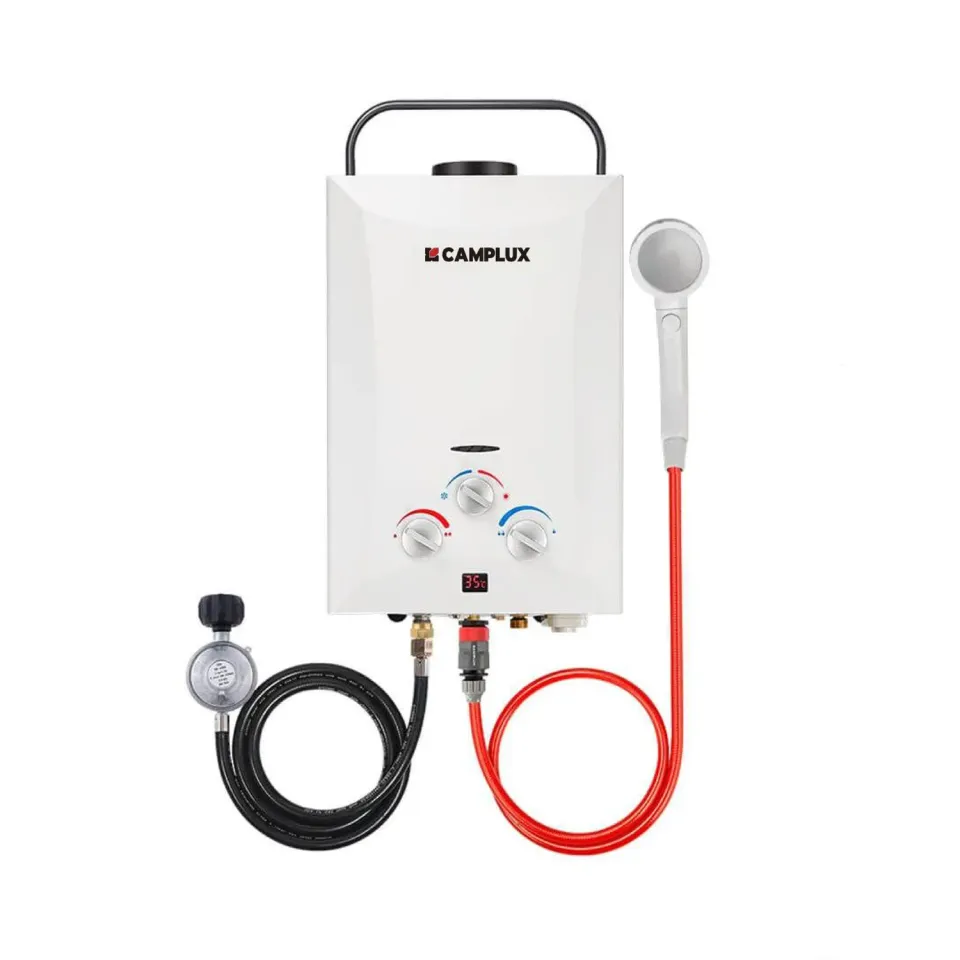 Camplux chauffe-eau gaz portable 8 L blanc douchette