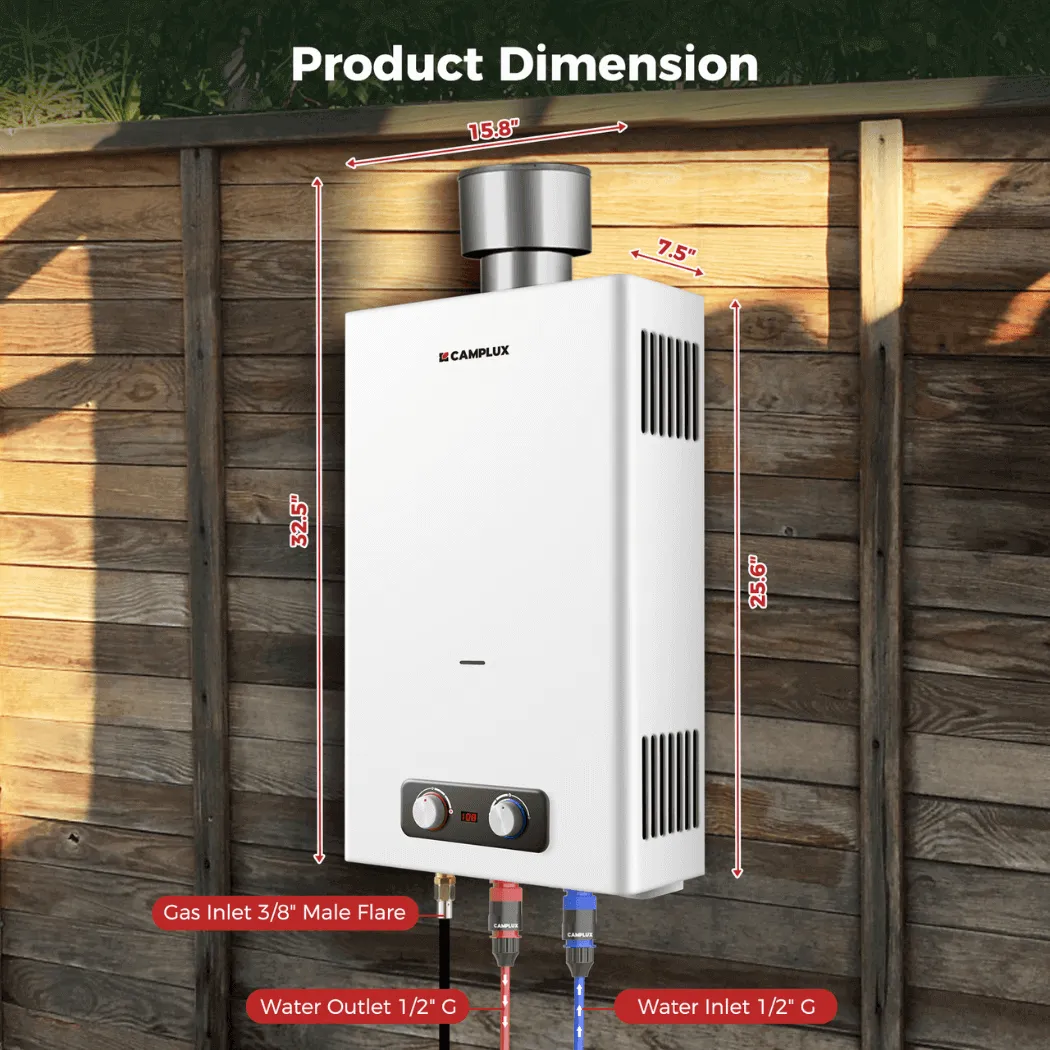 Camplux BD422C Chauffe-Eau Gaz Propane 16L + Pare-Pluie Inox