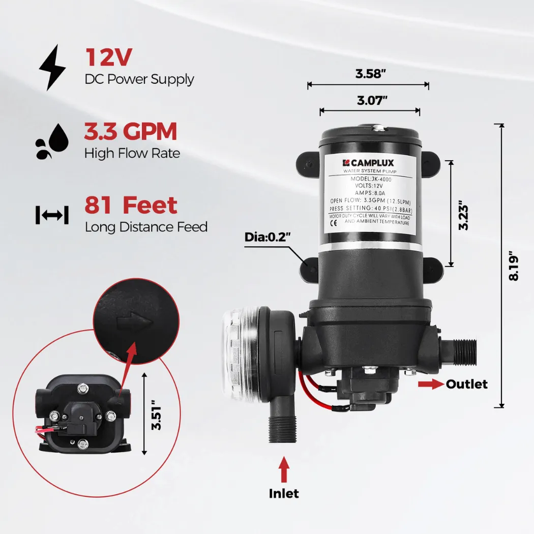 Camplux BD422P120 chauffe-eau portable kit pompe 16 L