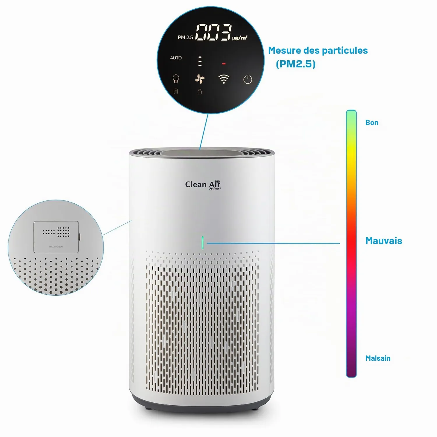 Clean Air Optima CA-505 Smart purificateur HEPA 50 m² ioniseur