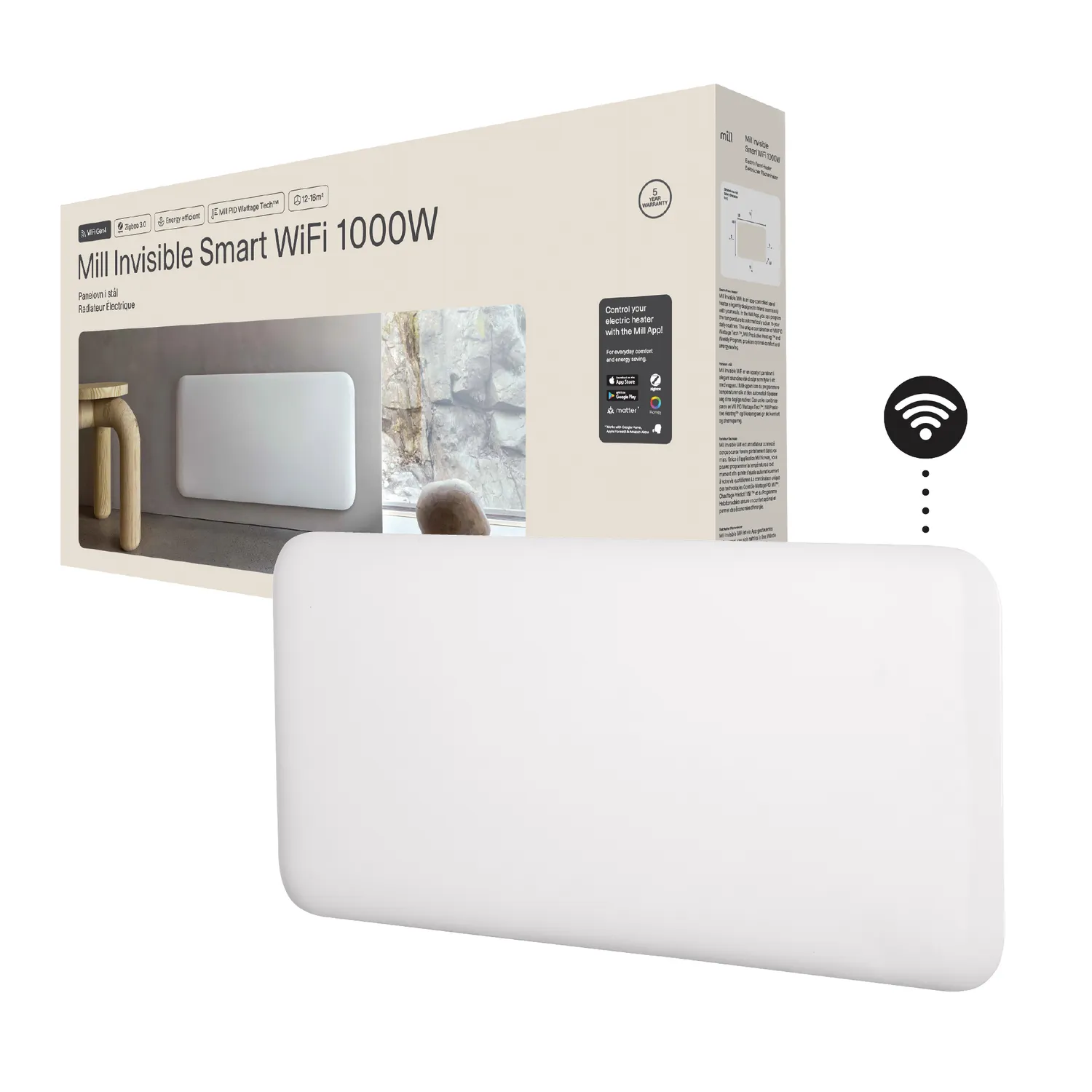 Mill Invisible Radiateur Panneau 1000W Gen 4 WiFi