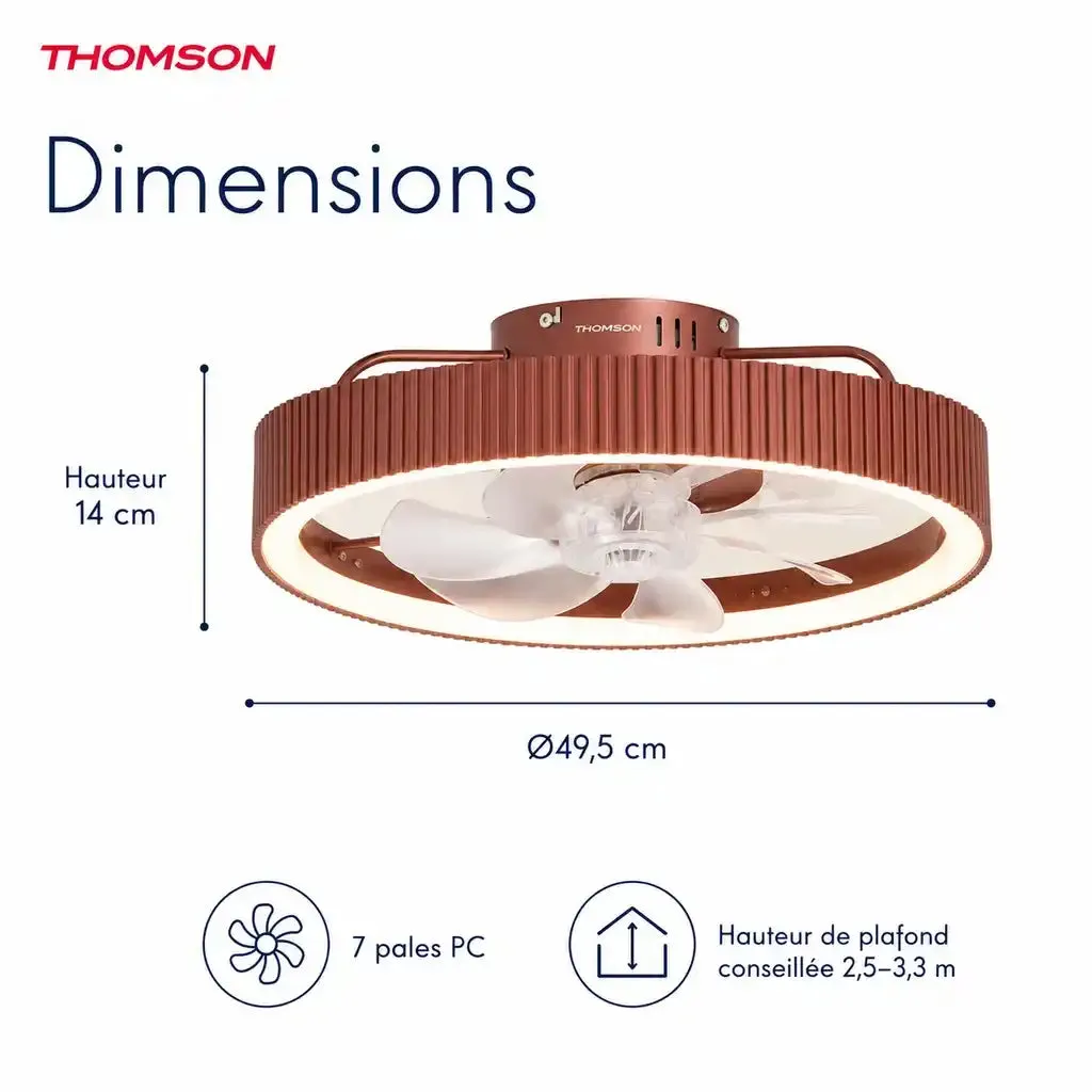 Thomson ventilateur de plafond 50 cm blanc LED