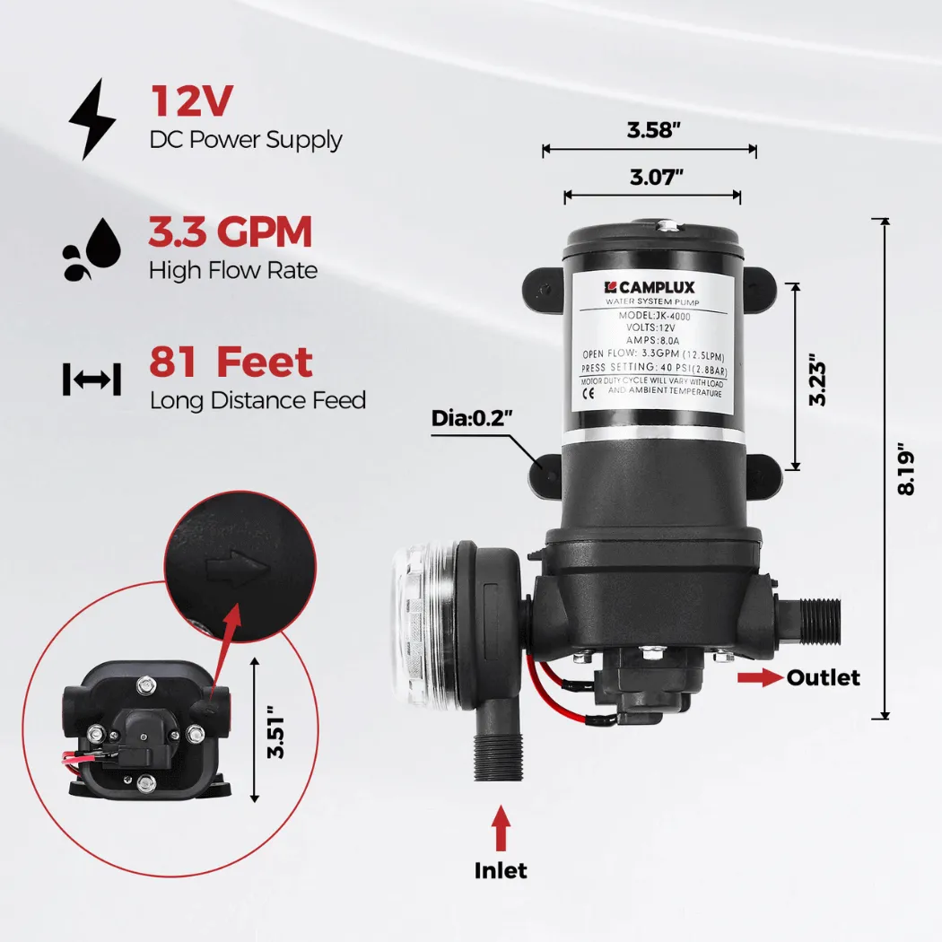 Camplux BD264 Chauffe-eau portable gaz 10L avec pompe